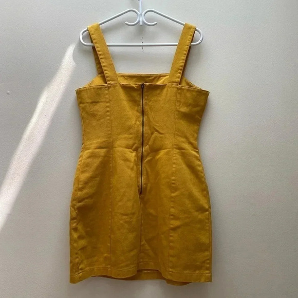 The Fifth Label - Mustard Yellow Overall Cargo Denim Mini Dress - Picture 5 of 8